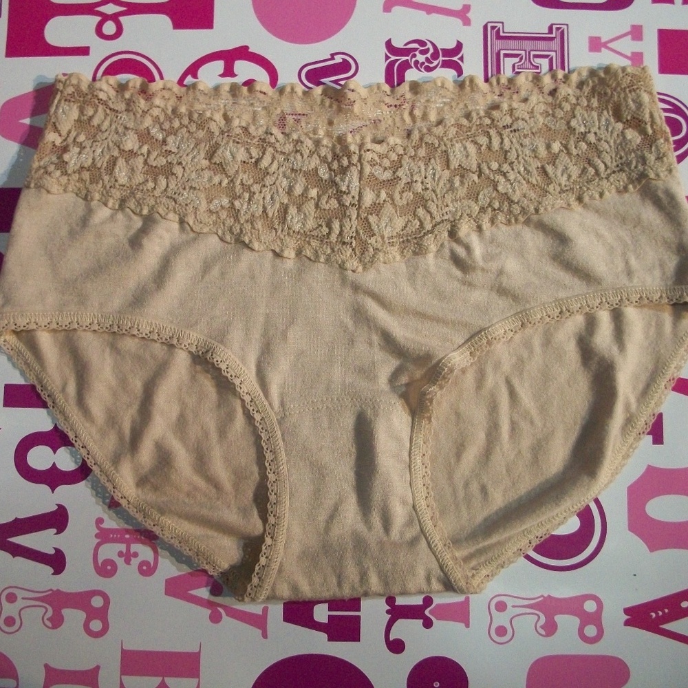 I C London Nude/Beige Modal Bikini Panty w Lace XS